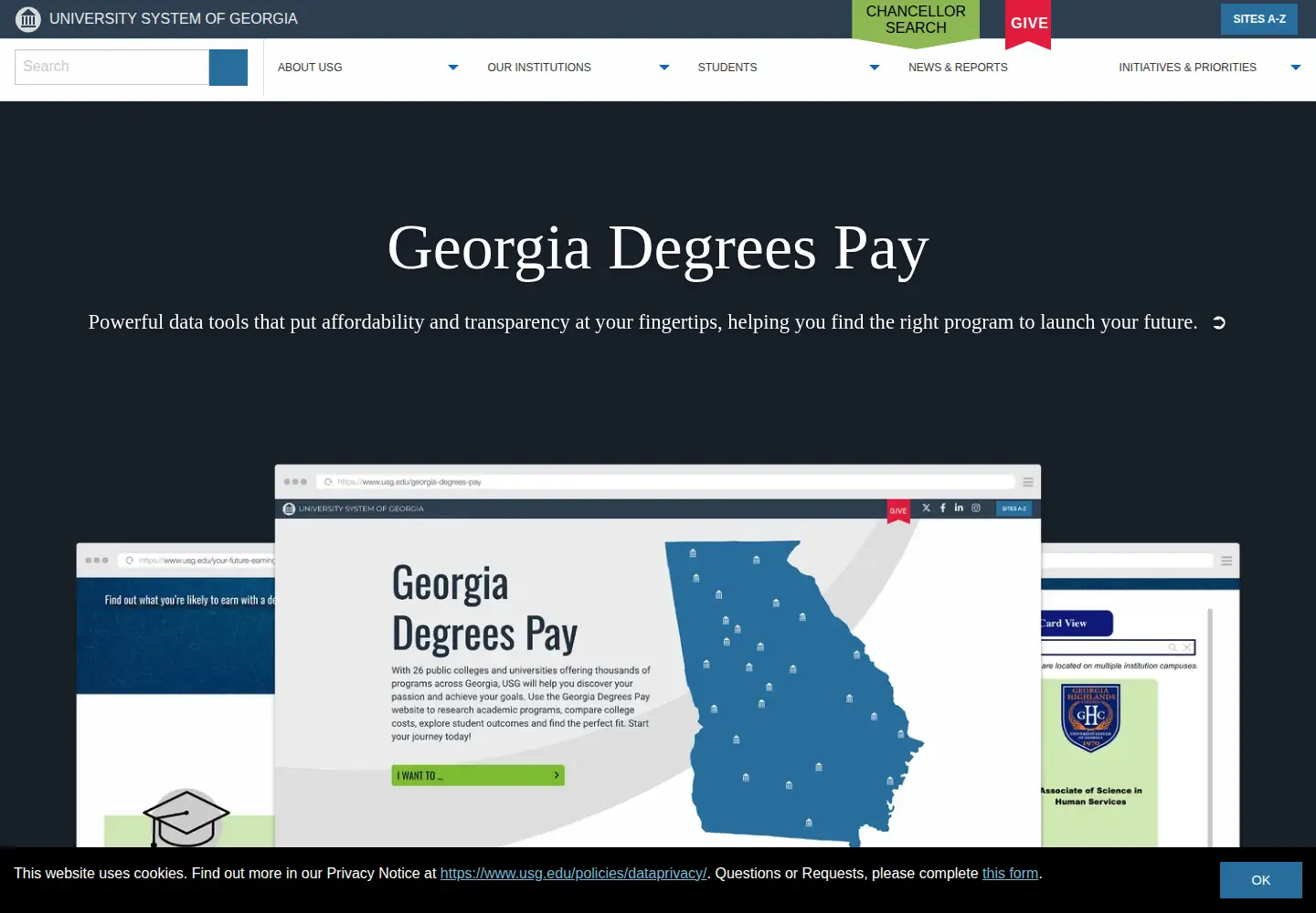 Screenshot of usg.edu