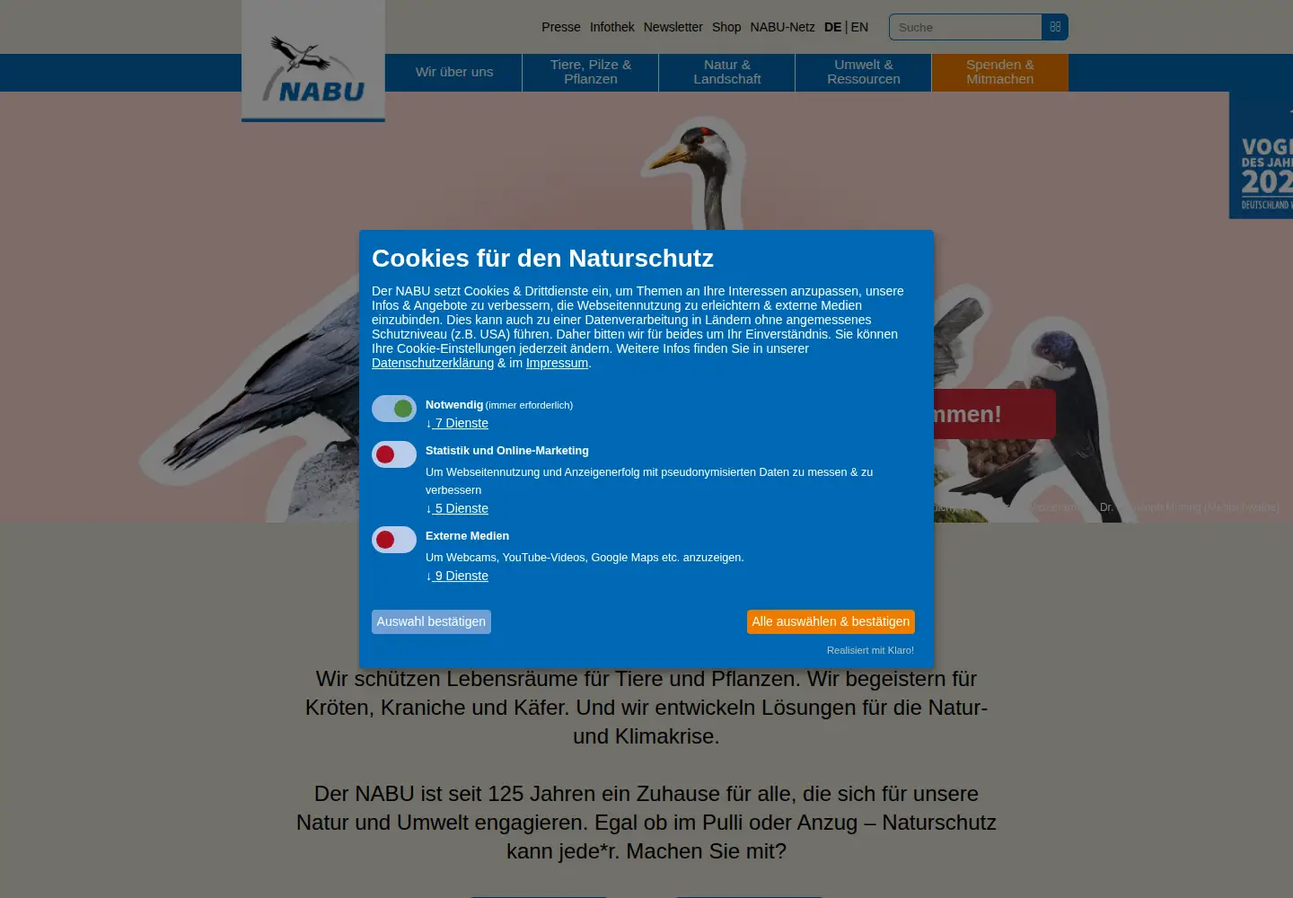 Screenshot of nabu.de