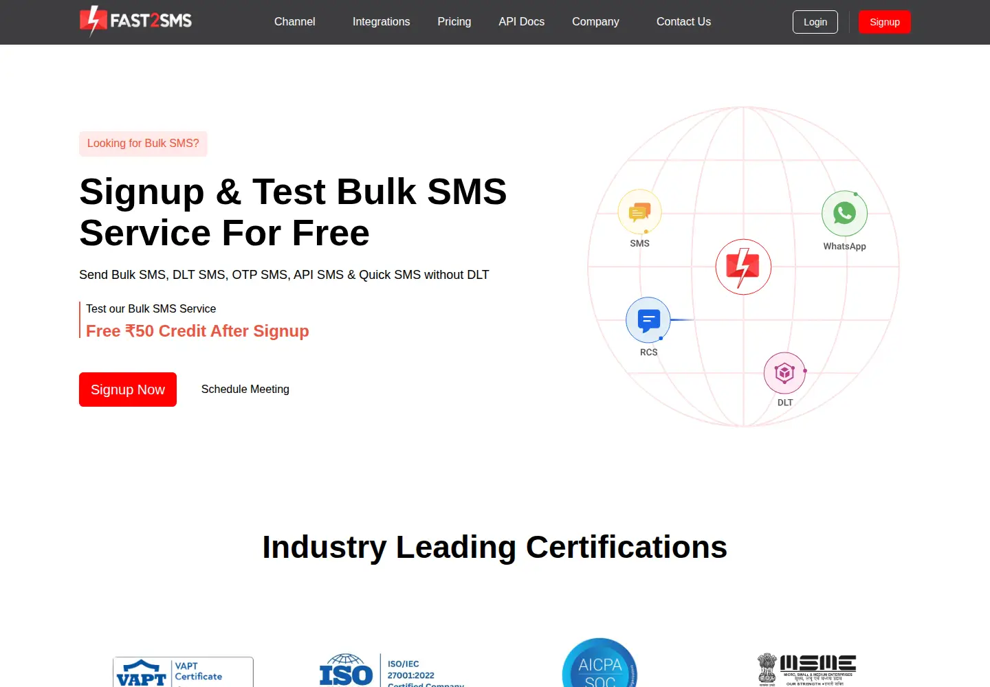 Screenshot of fast2sms.com