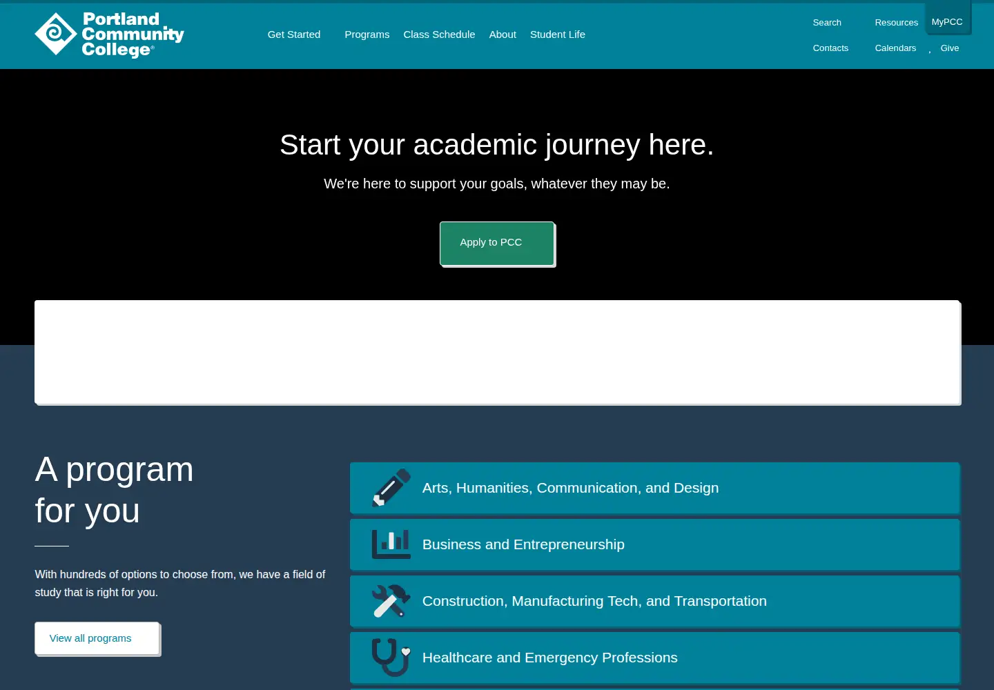 Screenshot of pcc.edu