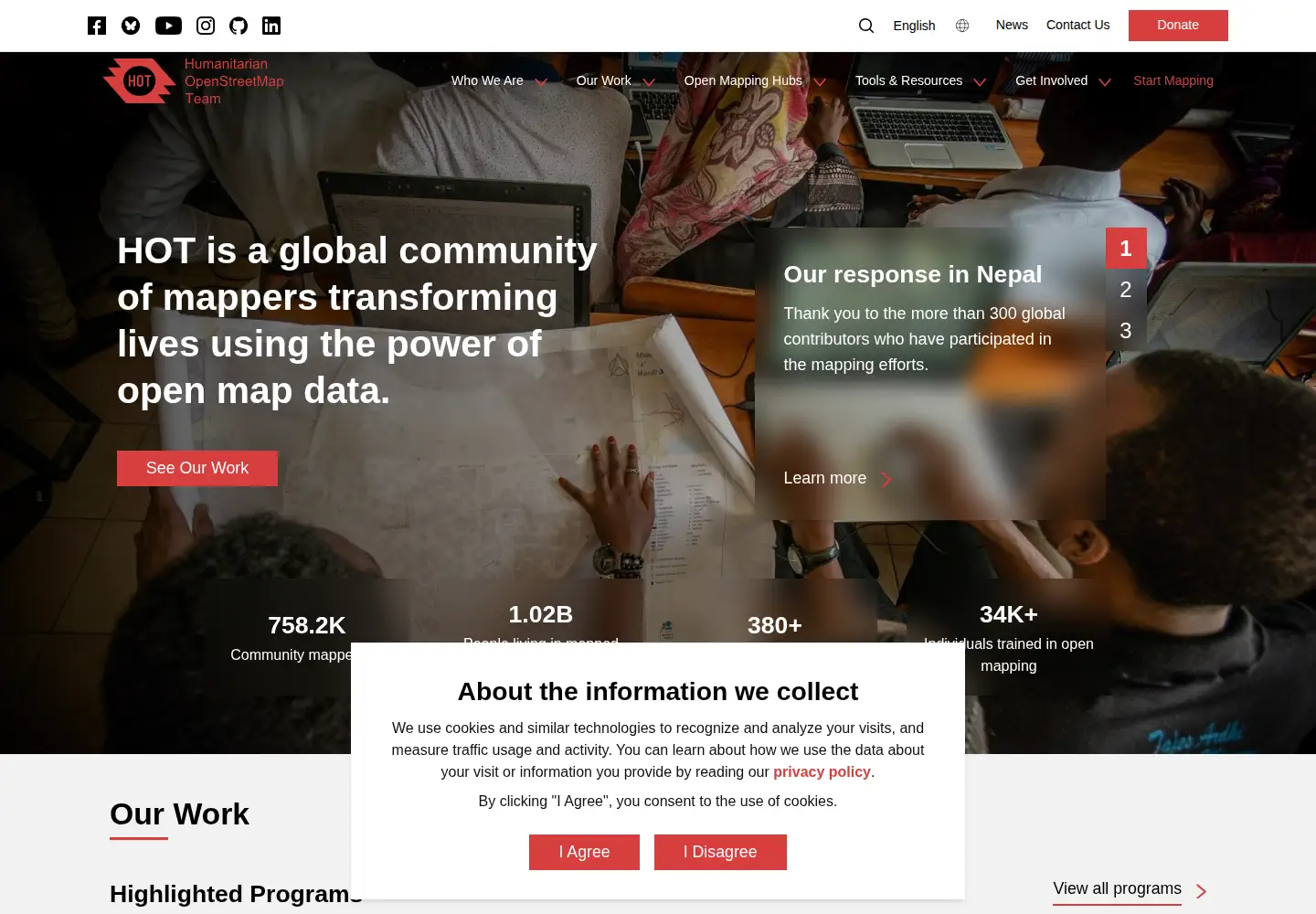 Screenshot of hotosm.org