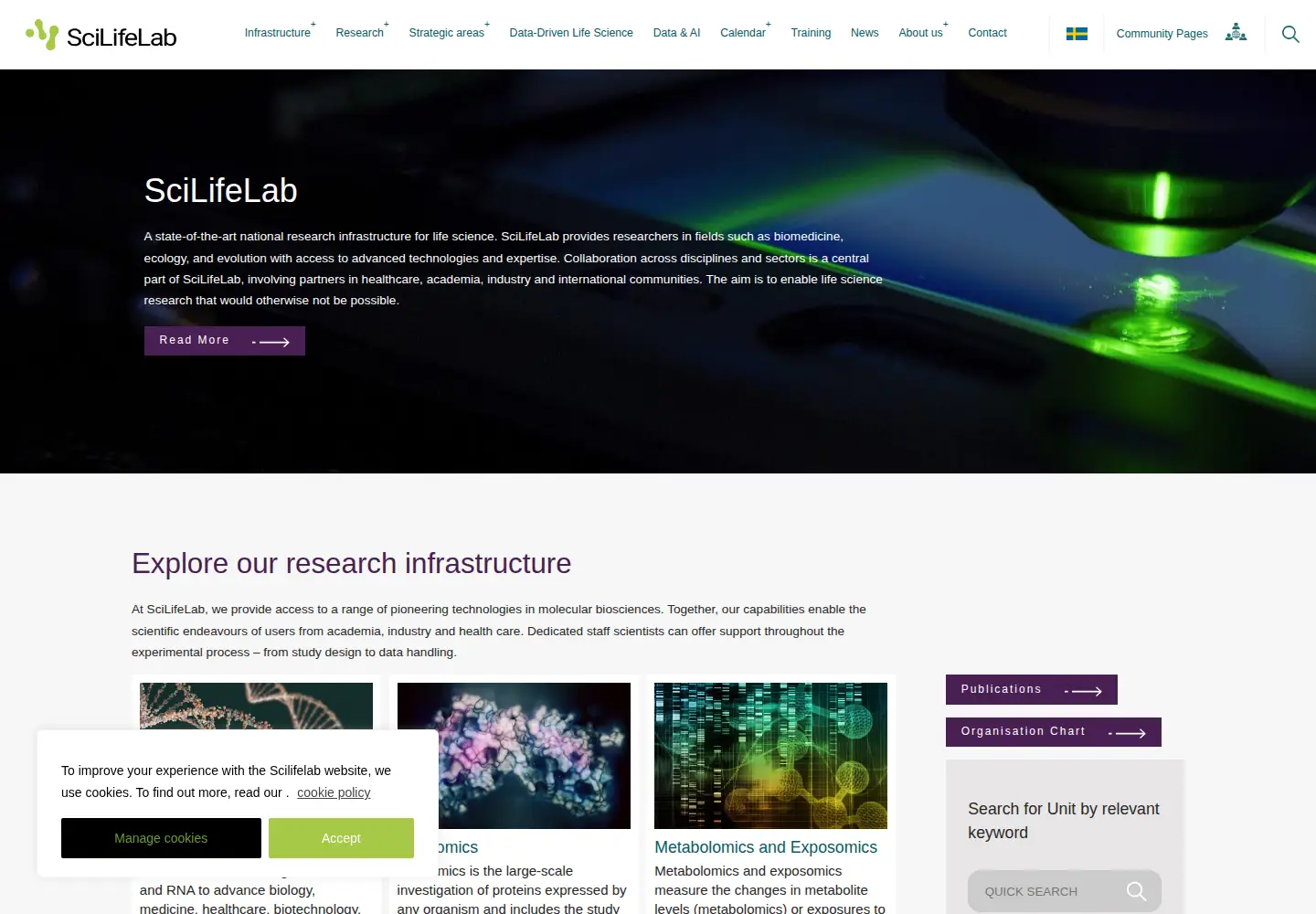 Screenshot of scilifelab.se