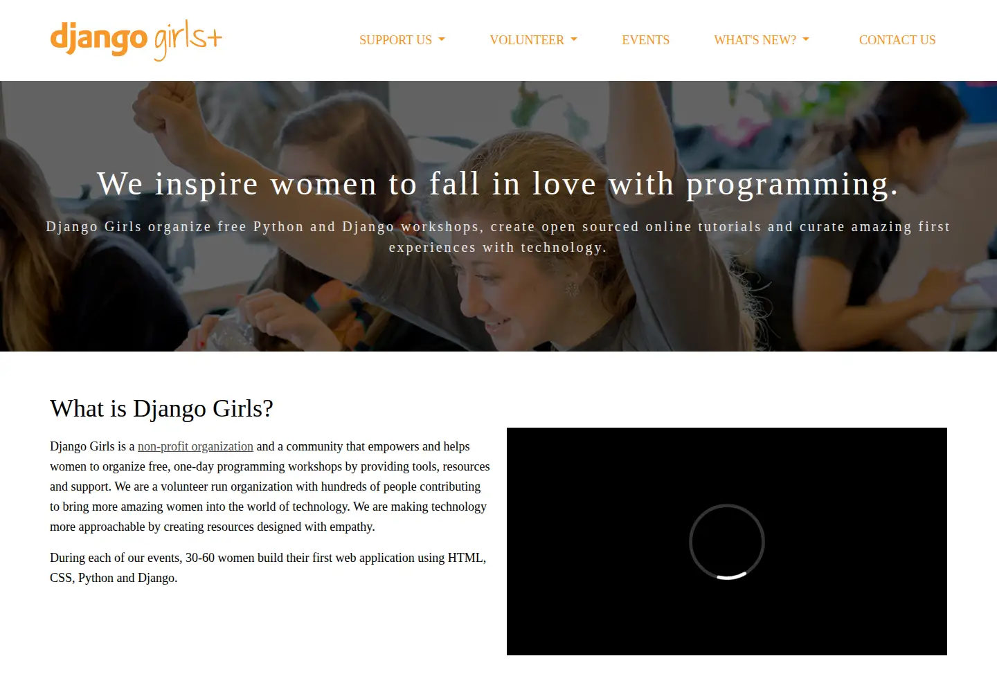 Screenshot of djangogirls.org