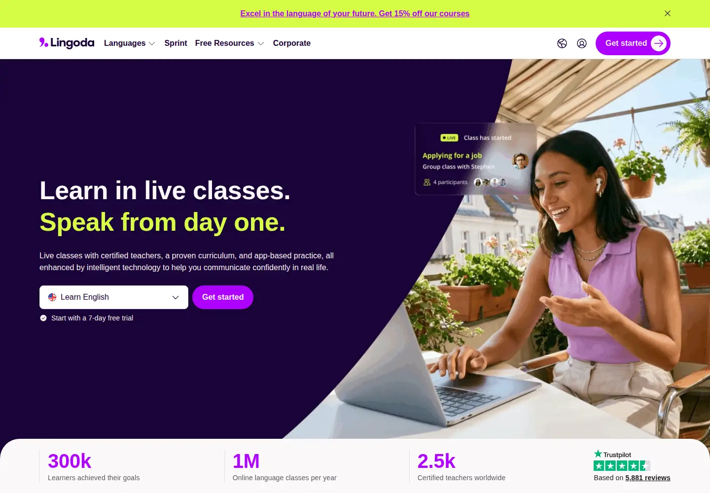 Screenshot of lingoda.com