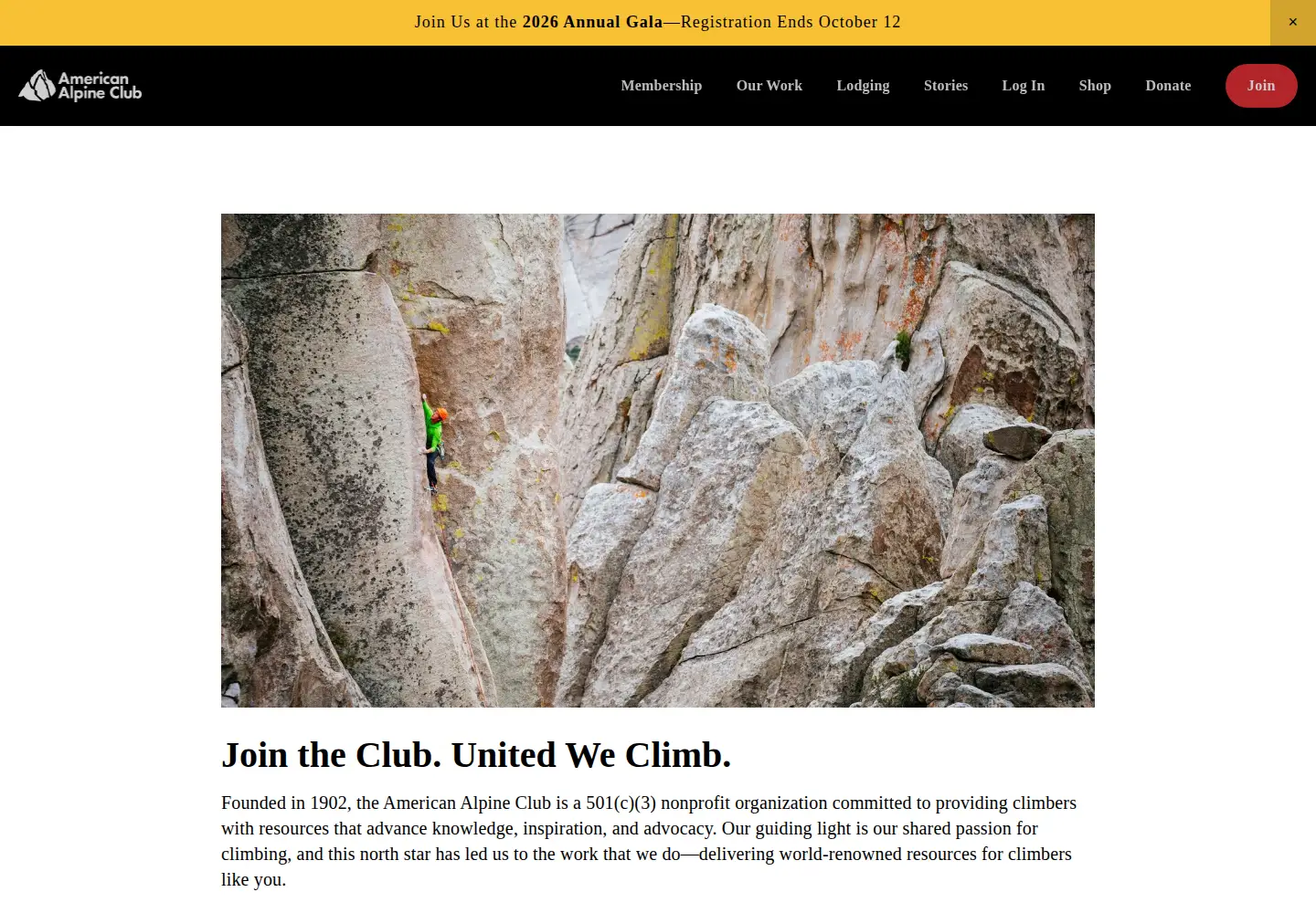 Screenshot of americanalpineclub.org