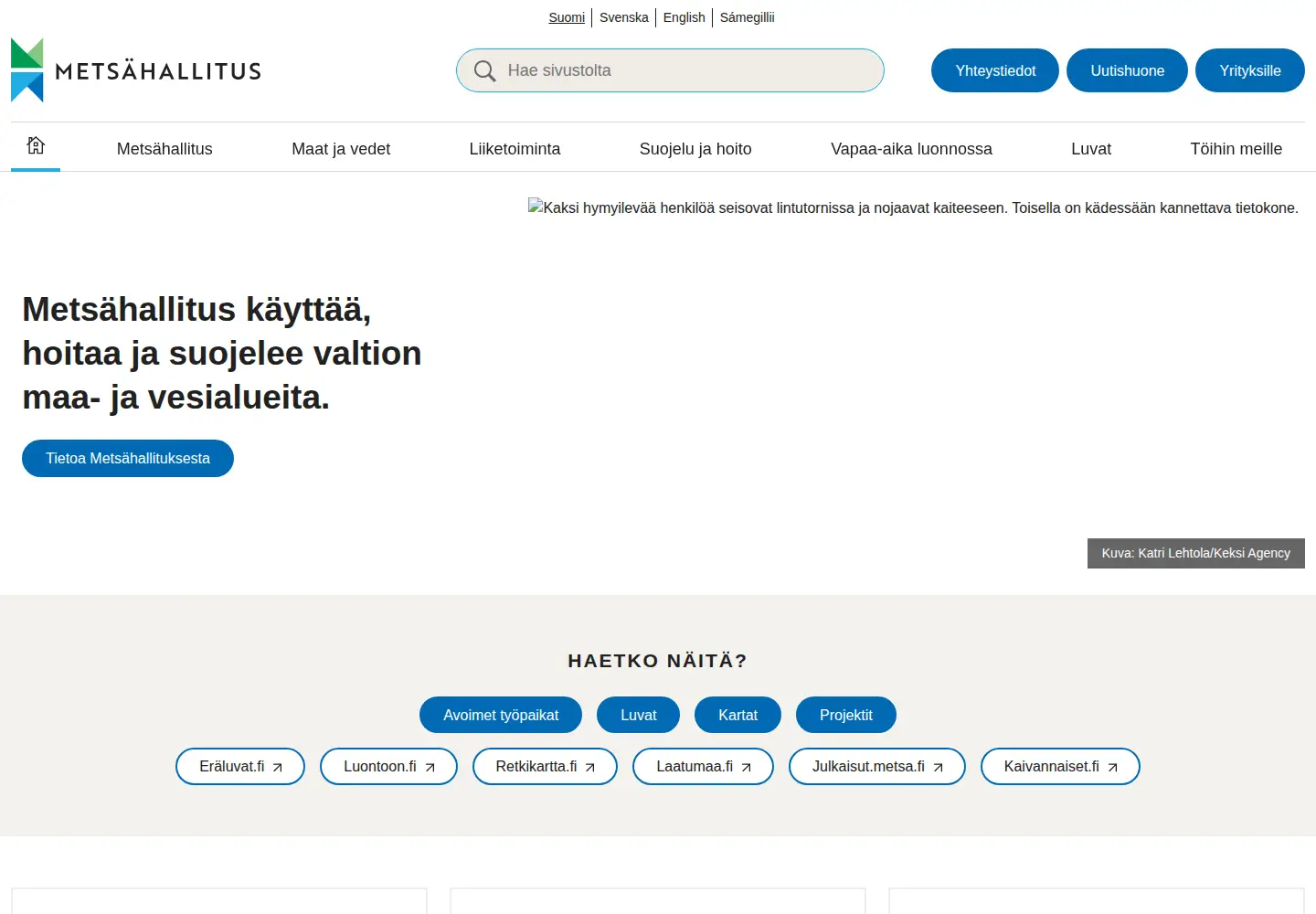 Screenshot of metsa.fi