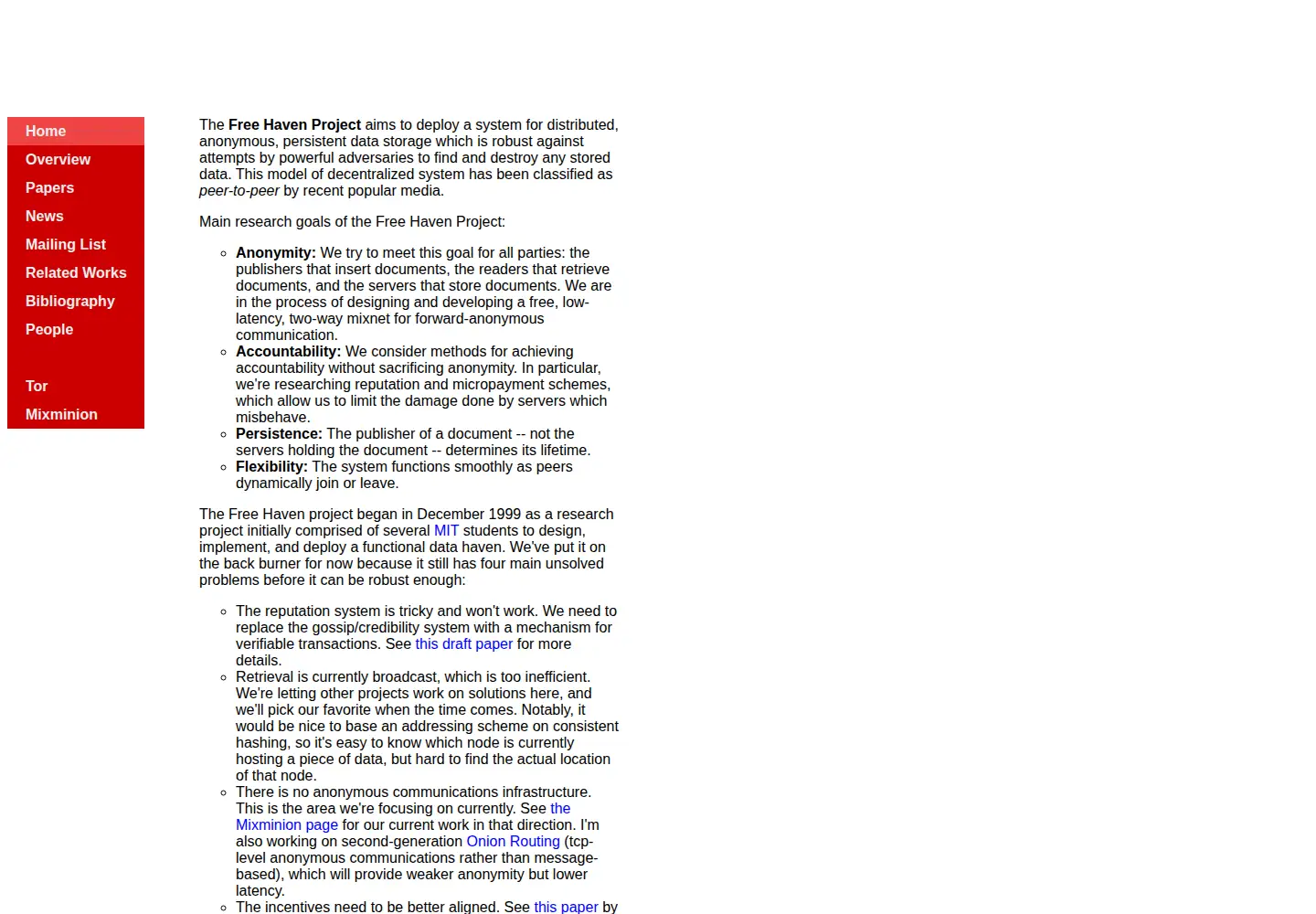 Screenshot of freehaven.net