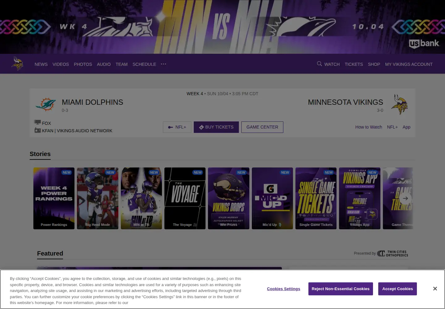 Screenshot of vikings.com