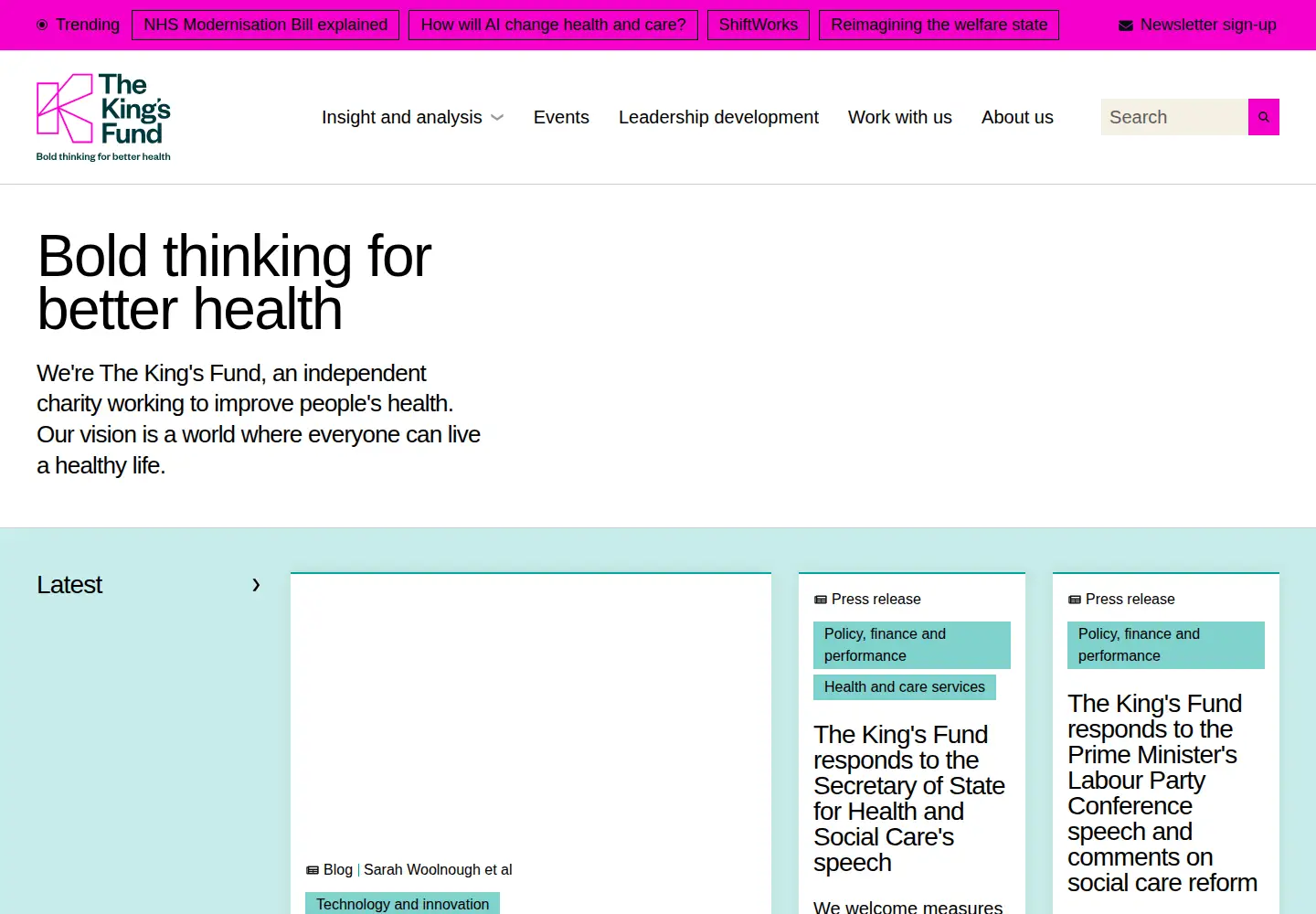 Screenshot of kingsfund.org.uk
