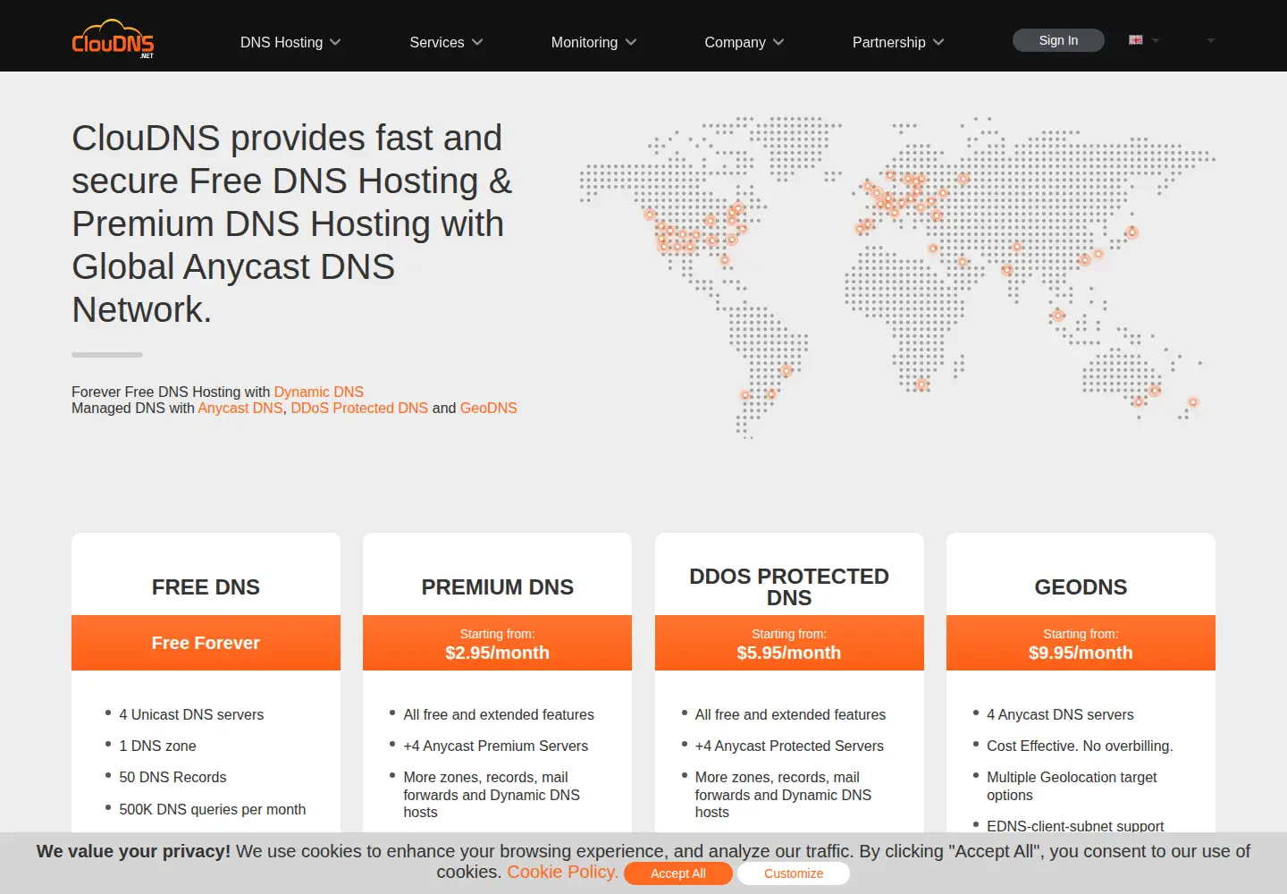 Screenshot of cloudns.net