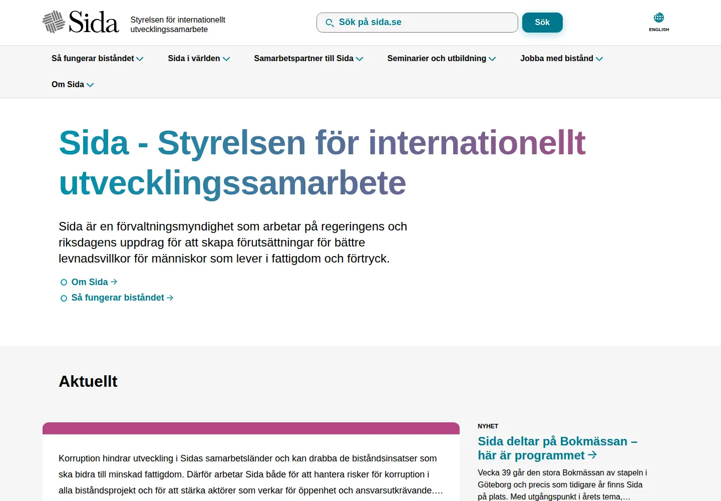 Screenshot of sida.se