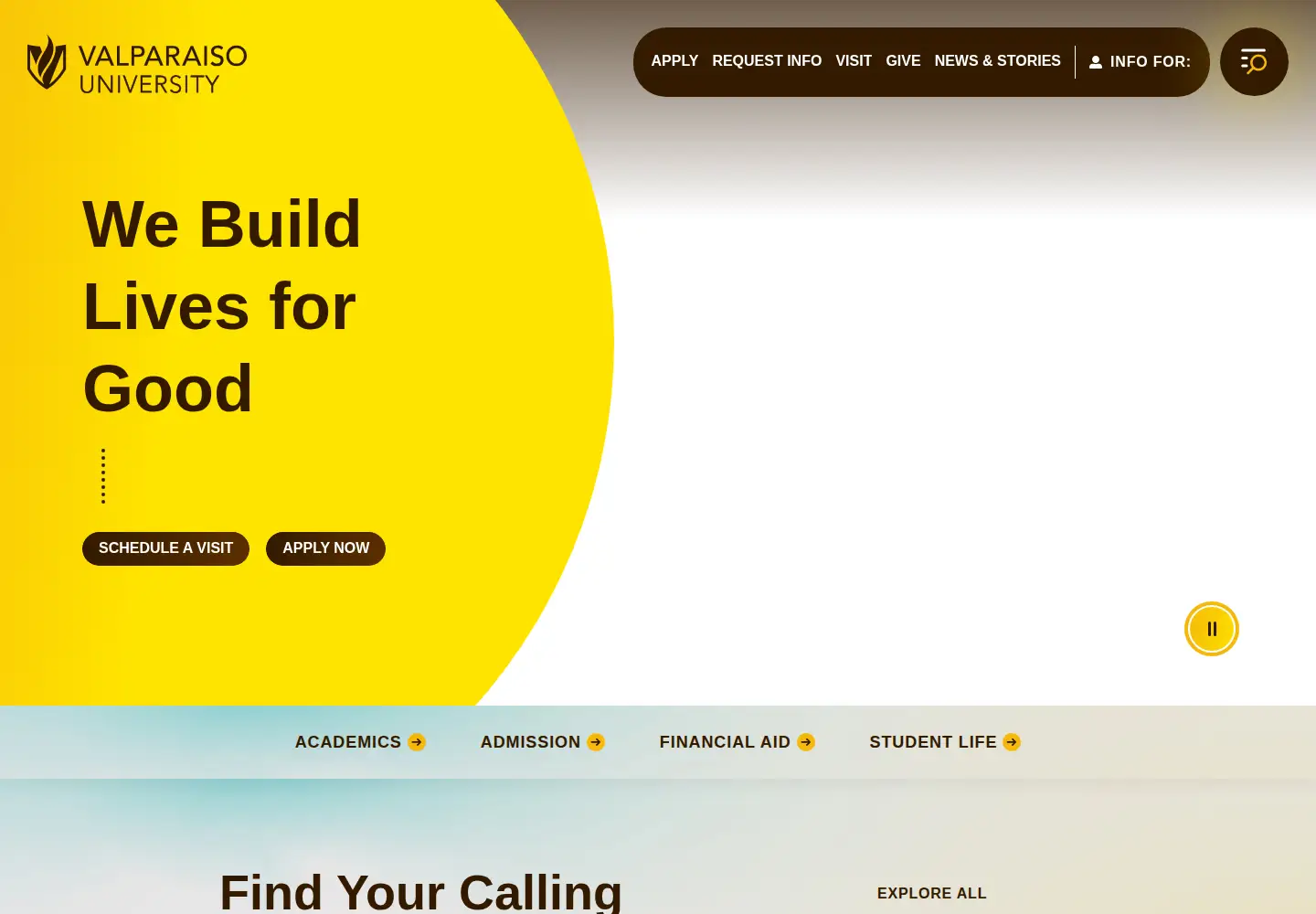 Screenshot of valpo.edu