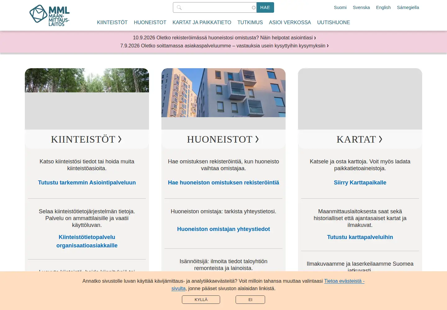 Screenshot of maanmittauslaitos.fi