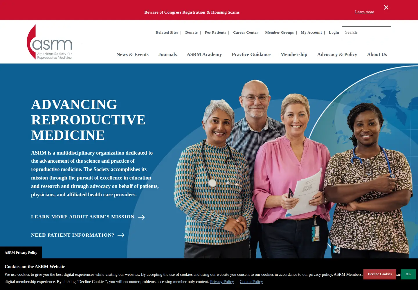 Screenshot of asrm.org