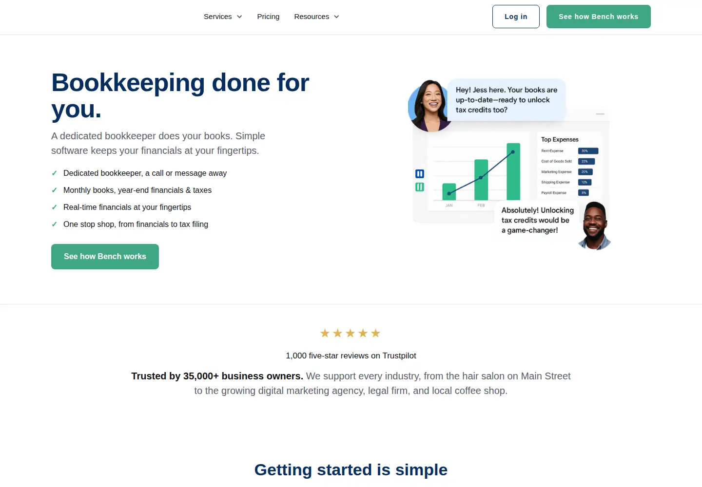 Screenshot of bench.co