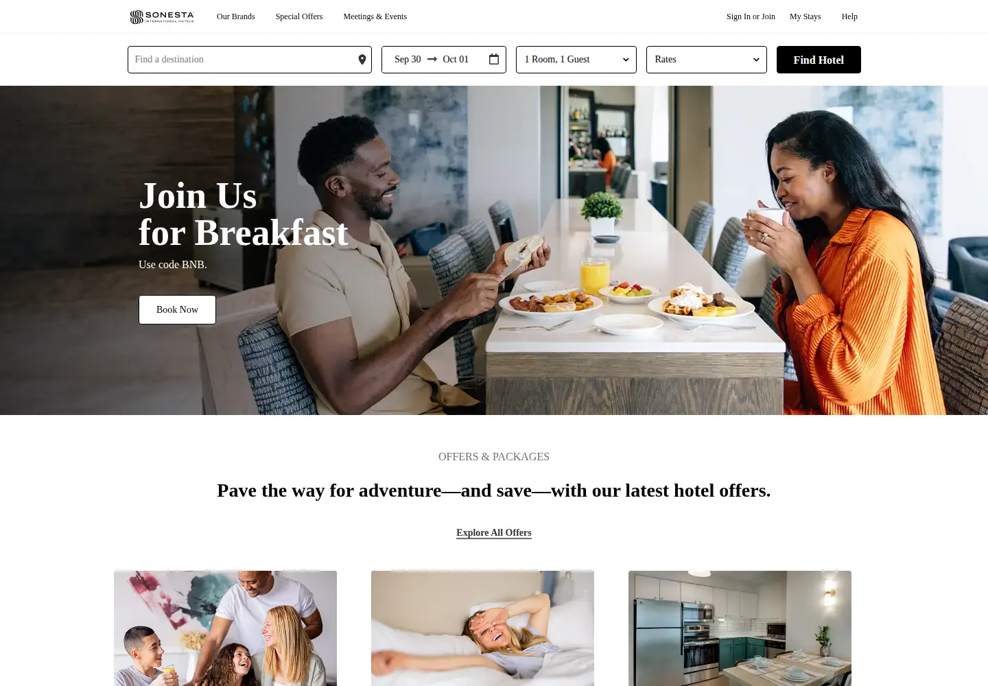 Screenshot of sonesta.com