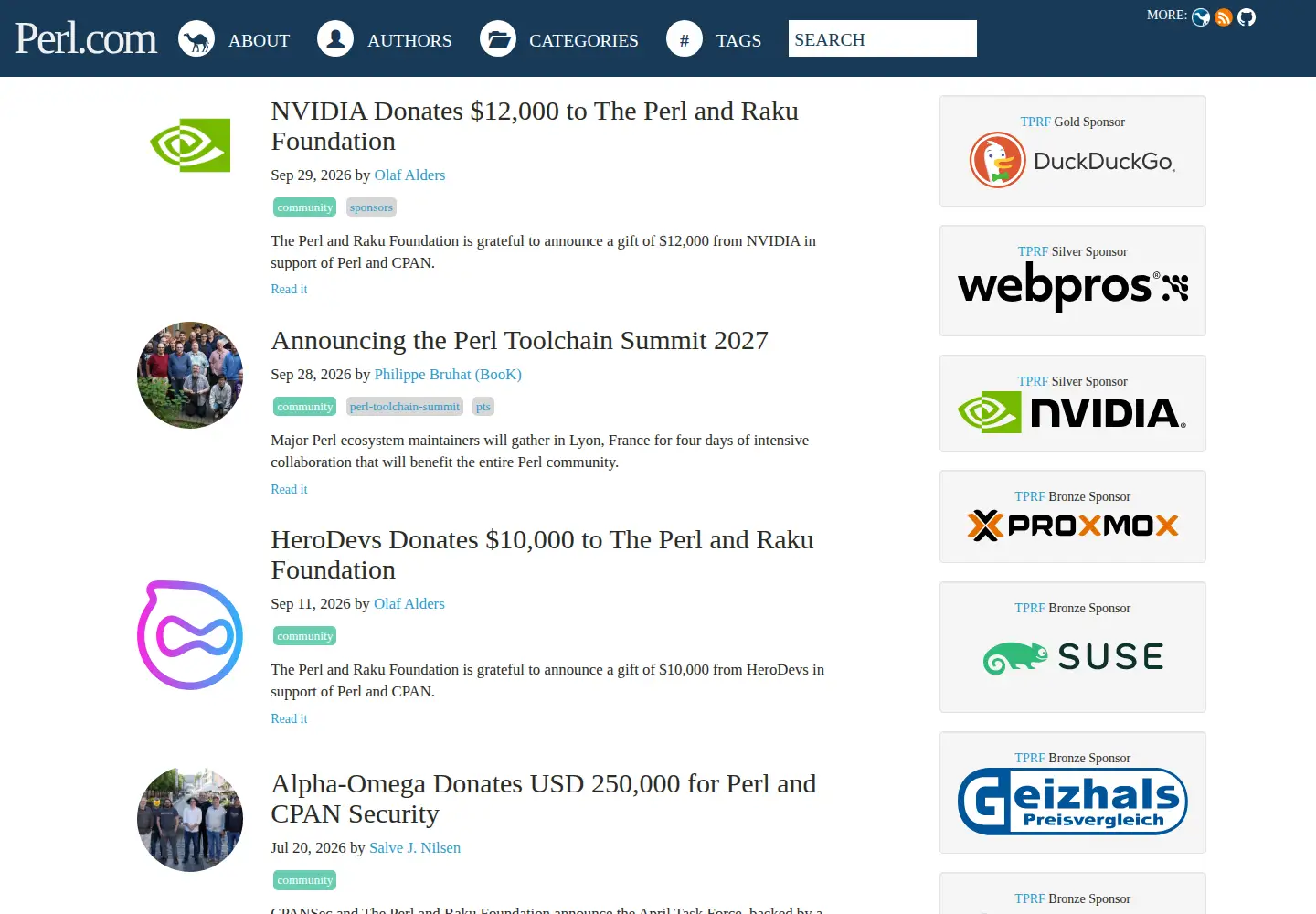 Screenshot of perl.com