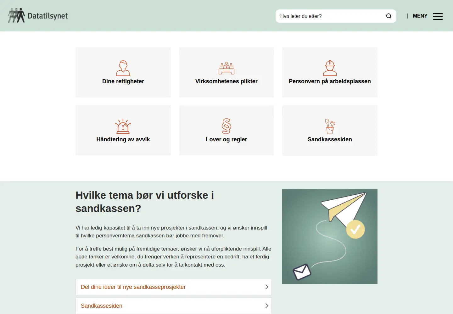 Screenshot of datatilsynet.no