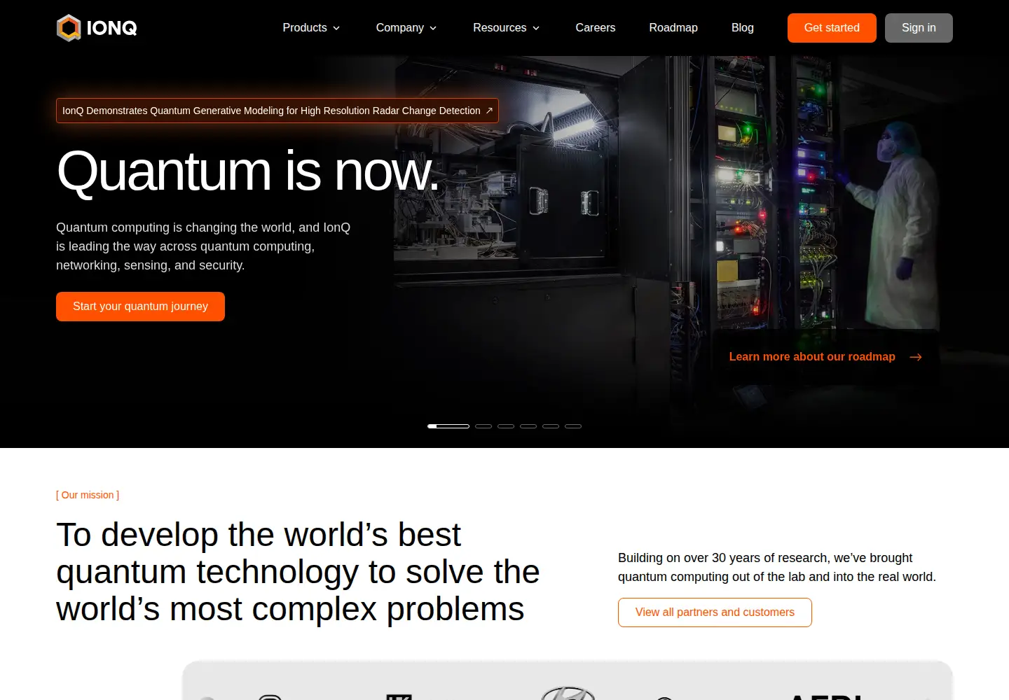 Screenshot of ionq.com