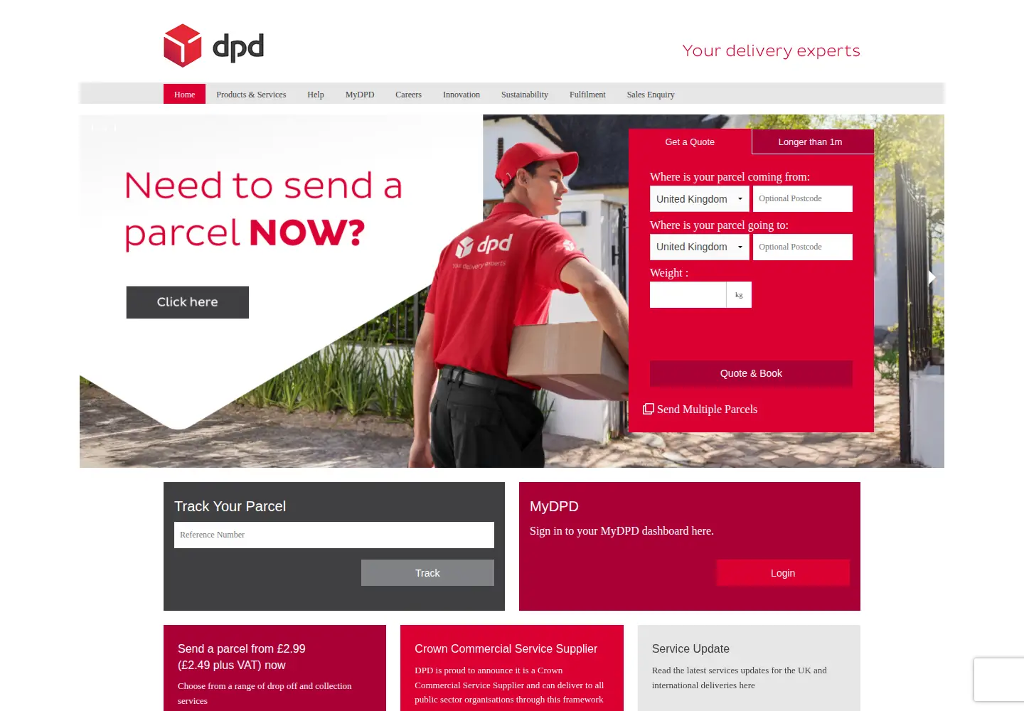 Screenshot of dpd.co.uk