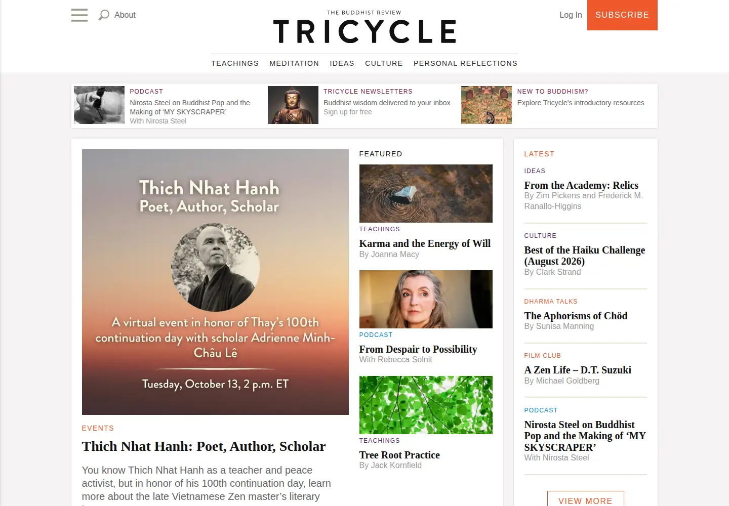 Screenshot of tricycle.org