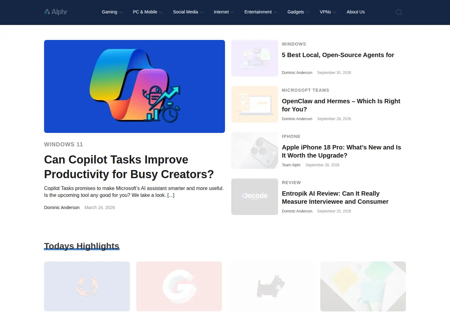 Screenshot of alphr.com