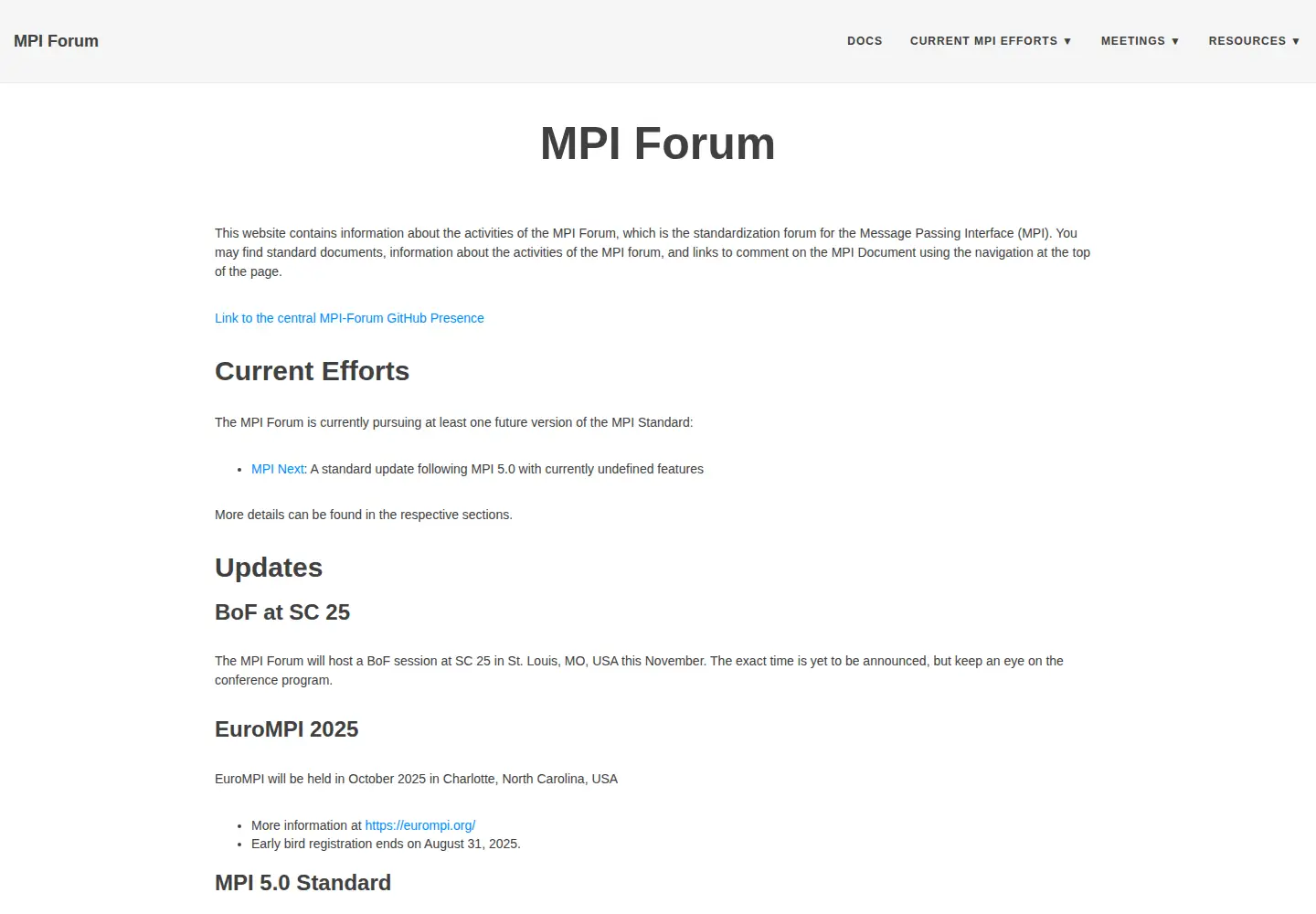 Screenshot of mpi-forum.org