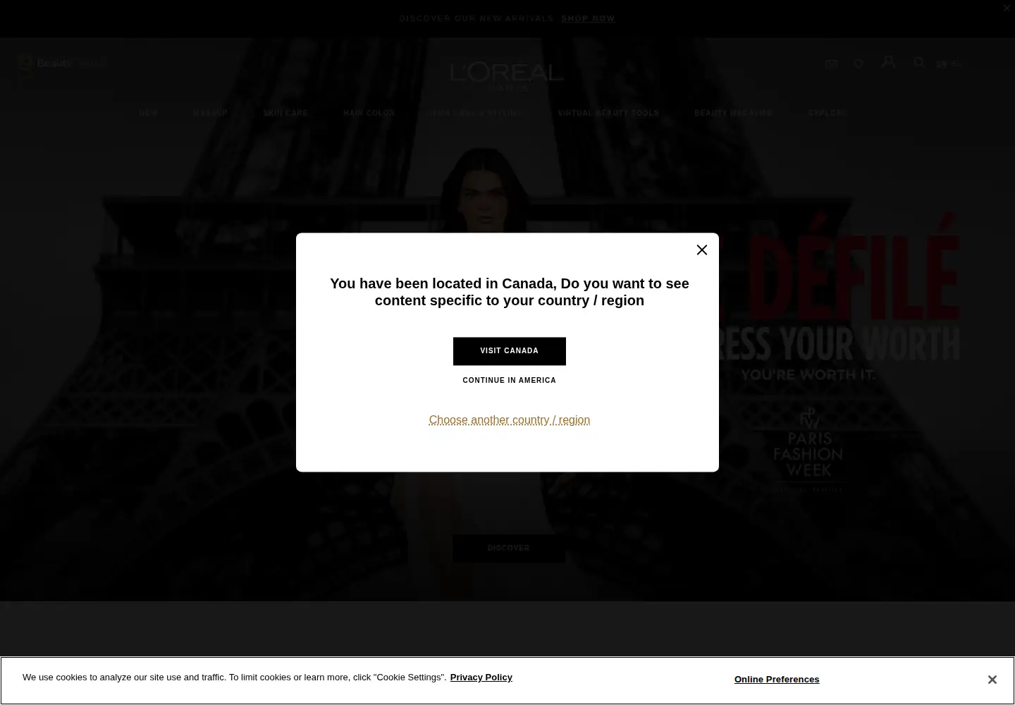 Screenshot of lorealparisusa.com
