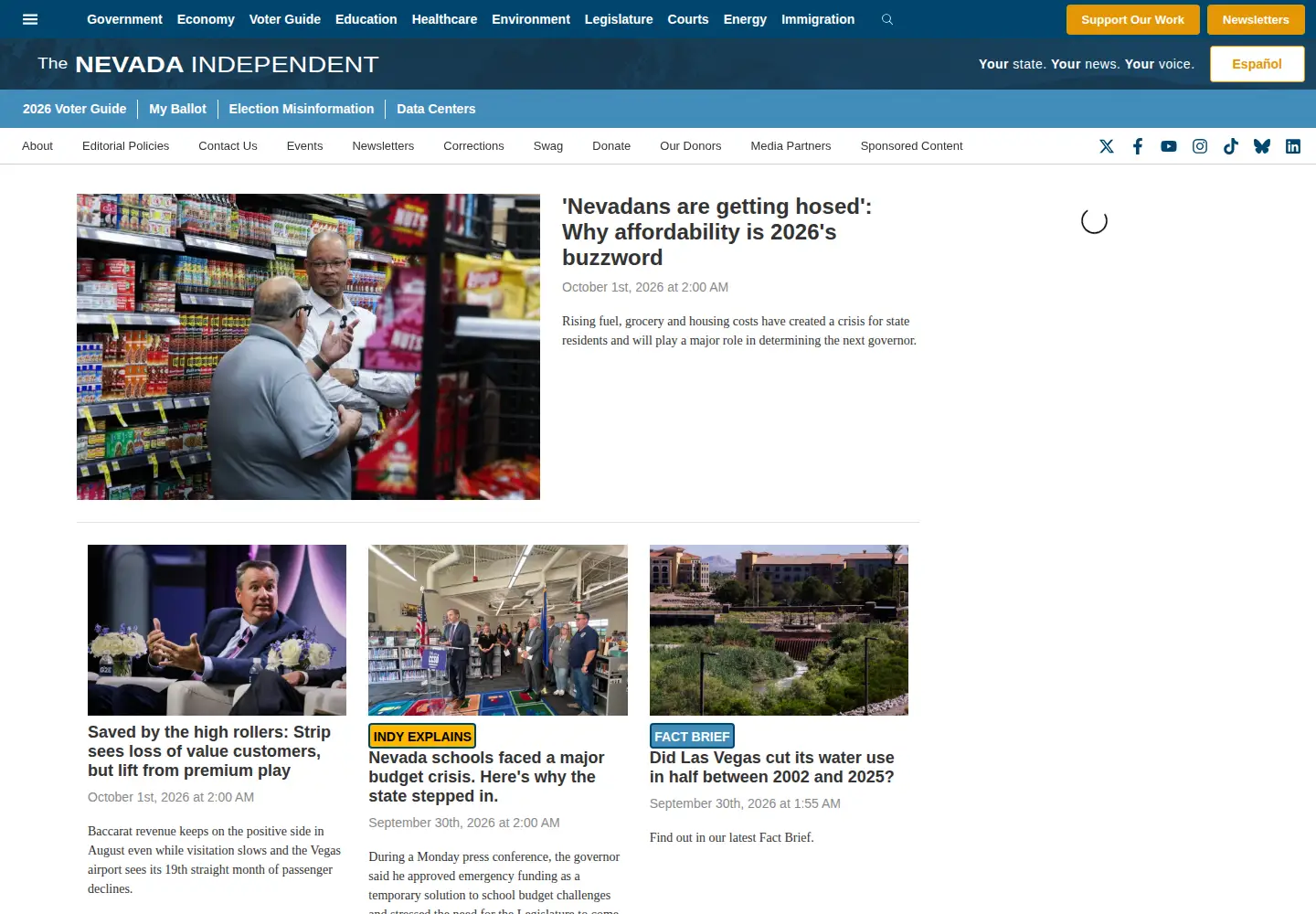 Screenshot of thenevadaindependent.com