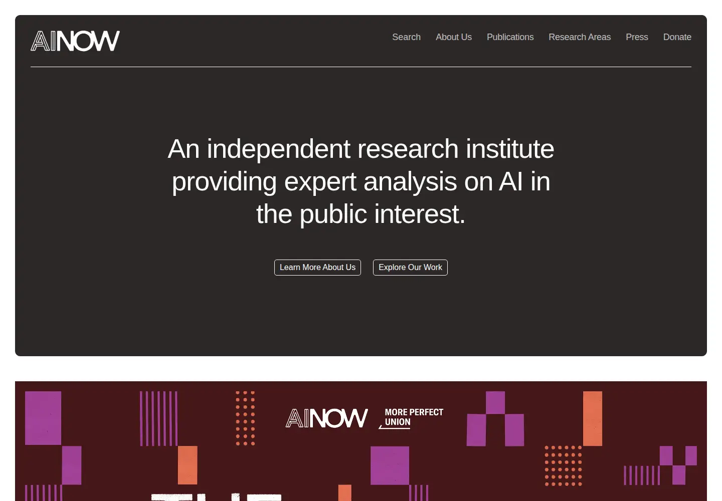 Screenshot of ainowinstitute.org