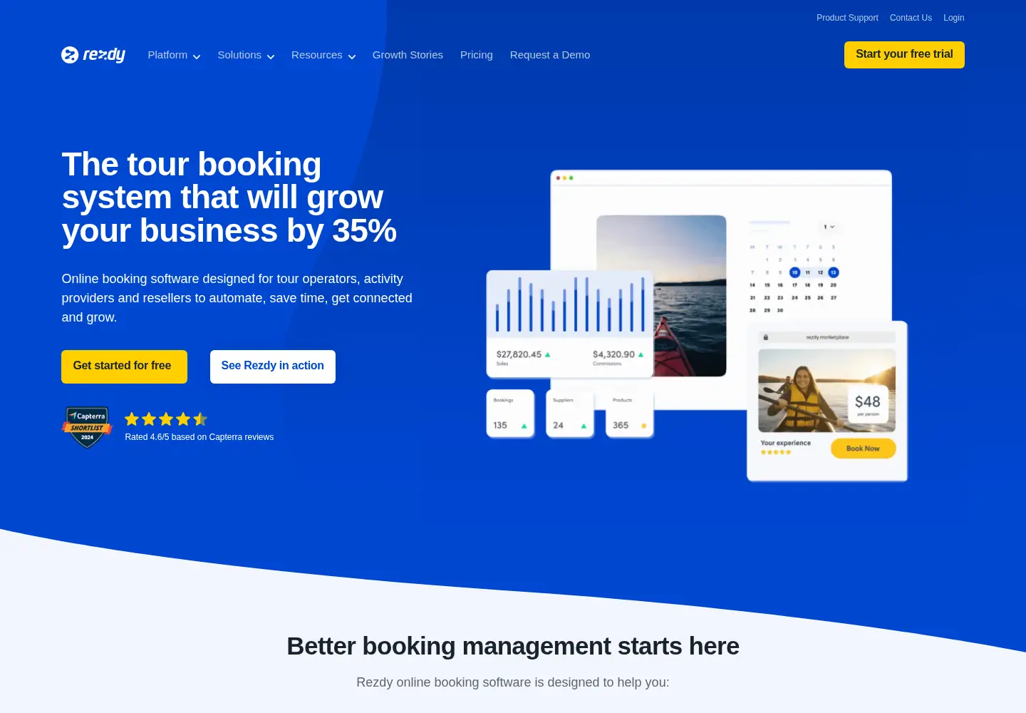 Screenshot of rezdy.com