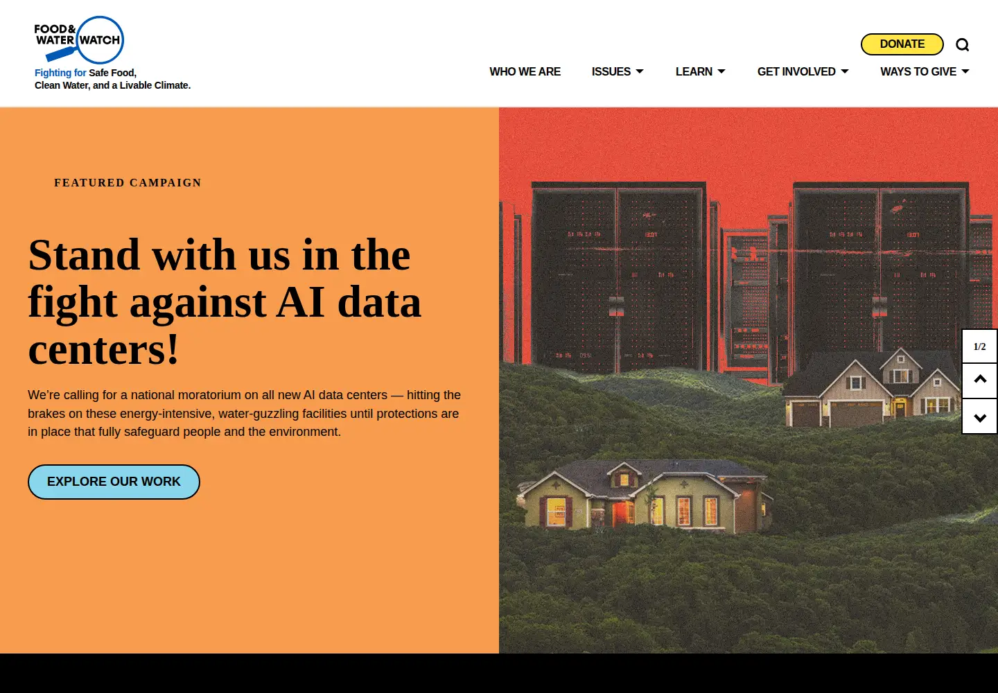 Screenshot of foodandwaterwatch.org