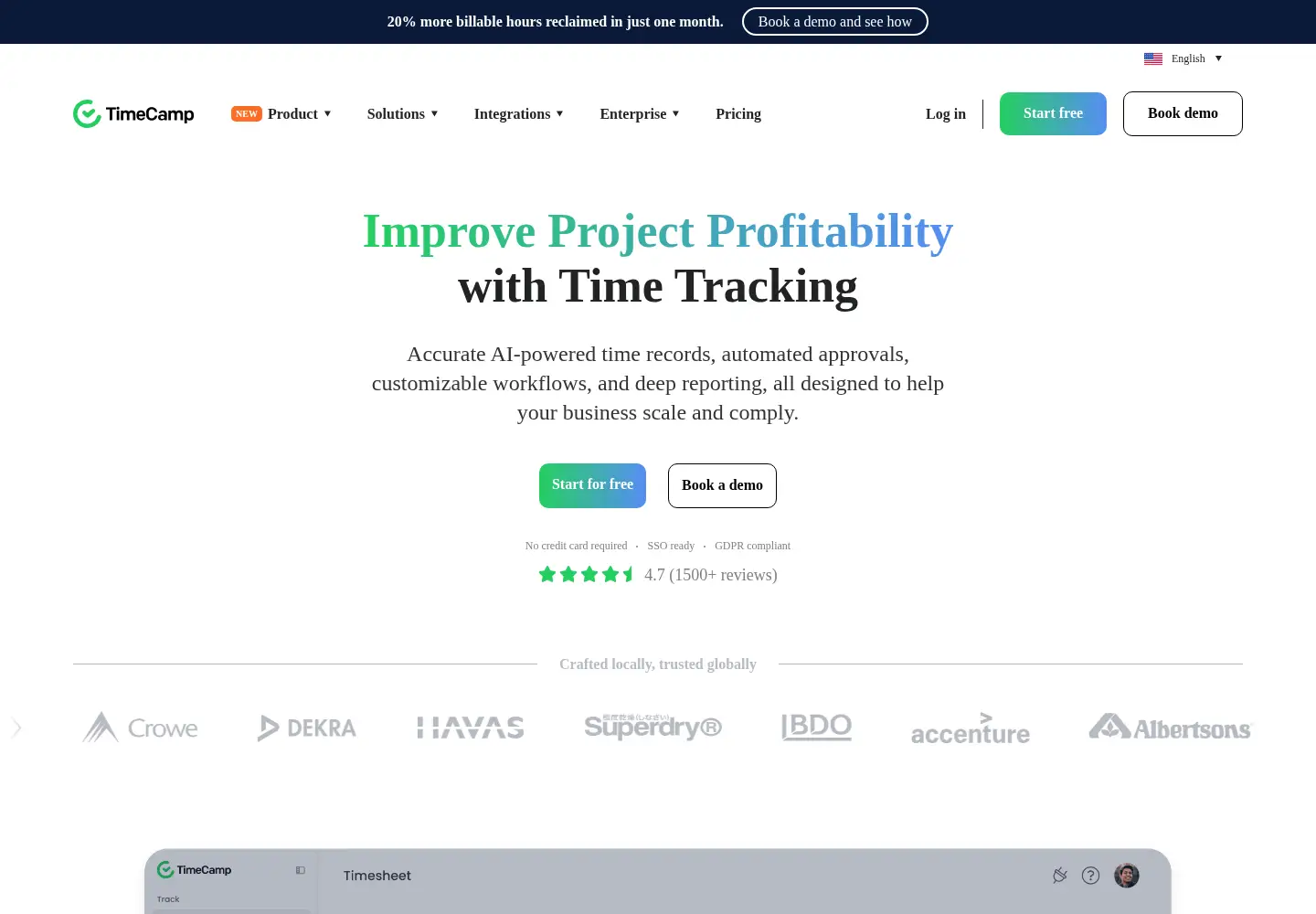 Screenshot of timecamp.com