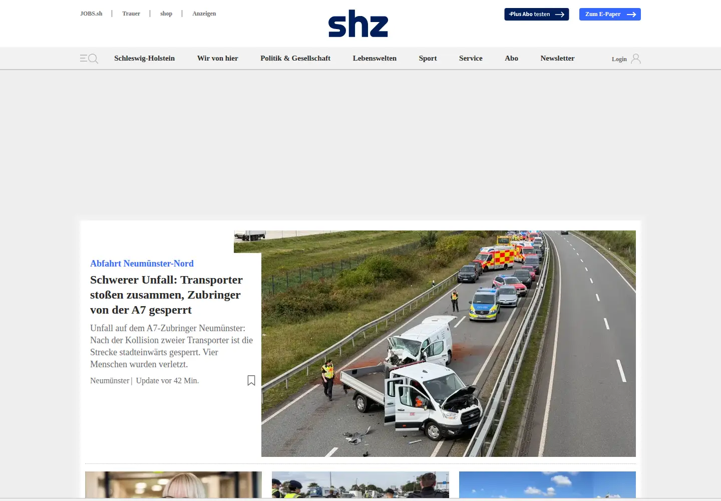 Screenshot of shz.de