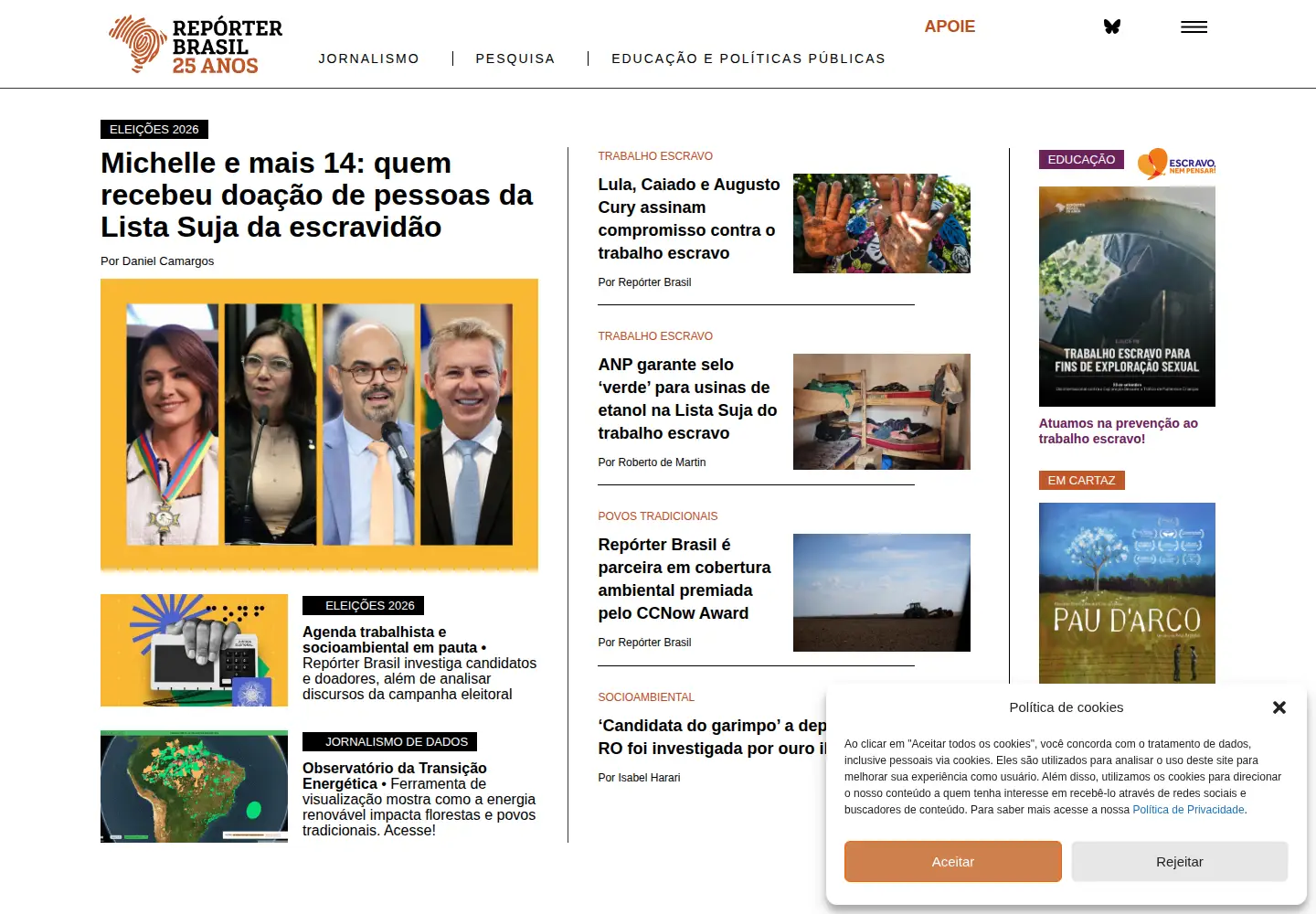 Screenshot of reporterbrasil.org.br