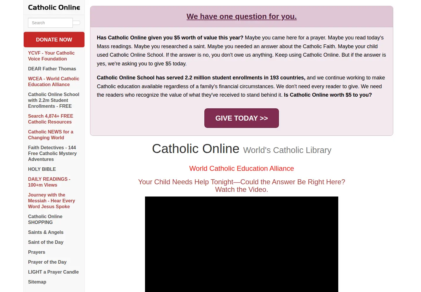 Screenshot of catholic.org