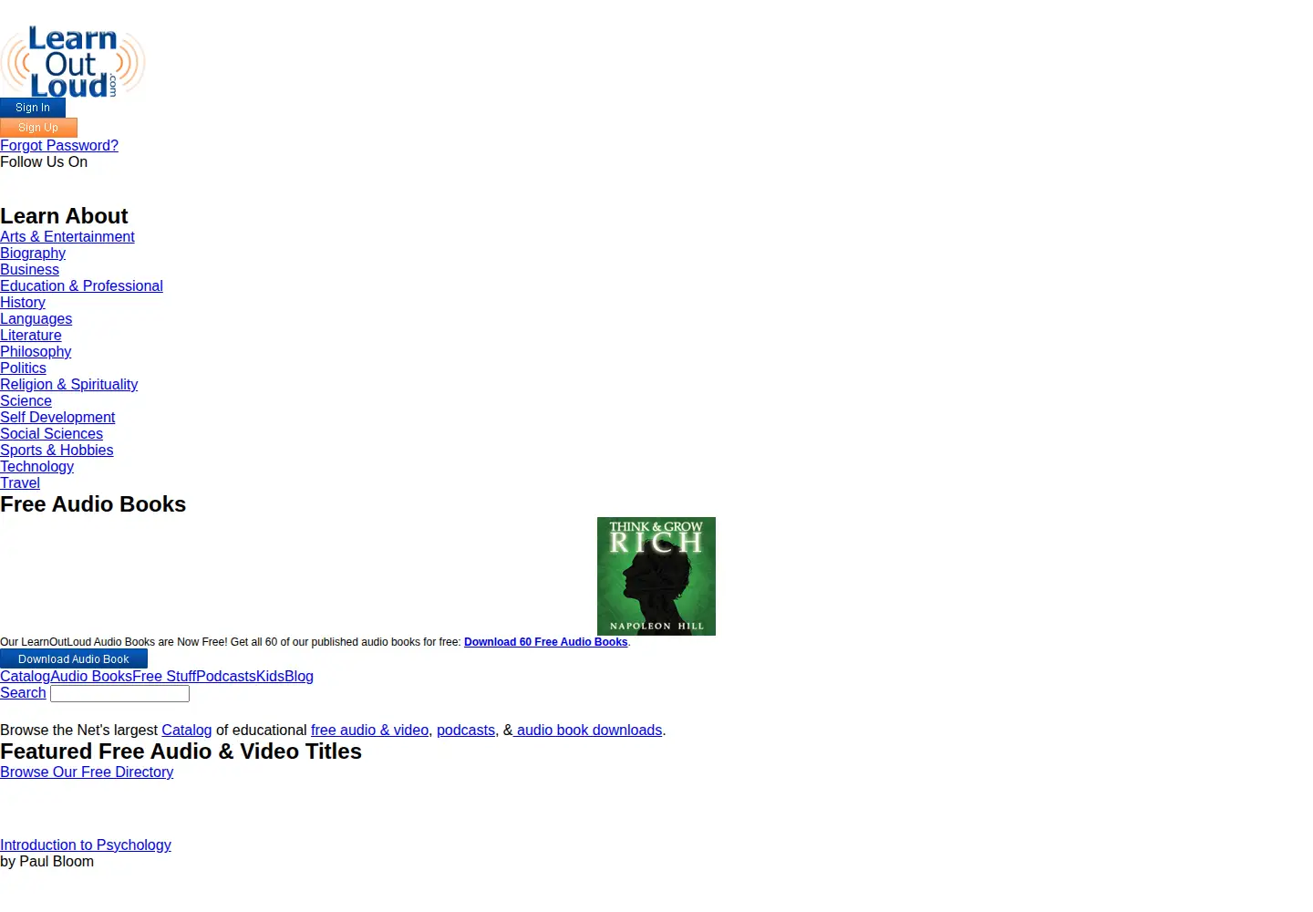 Screenshot of learnoutloud.com