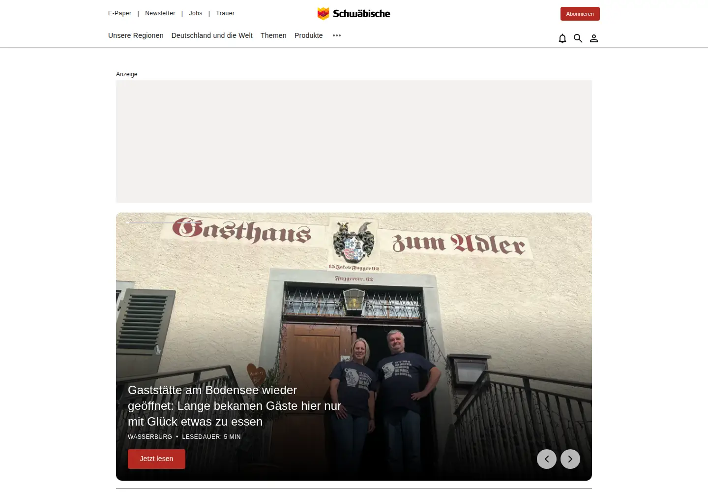 Screenshot of schwaebische.de