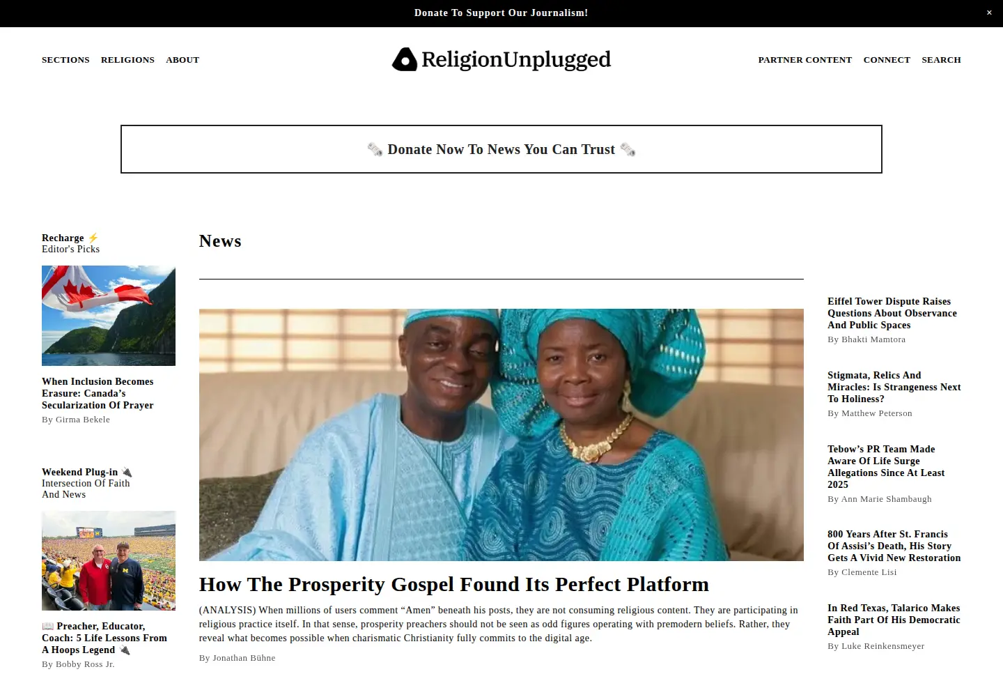 Screenshot of religionunplugged.com