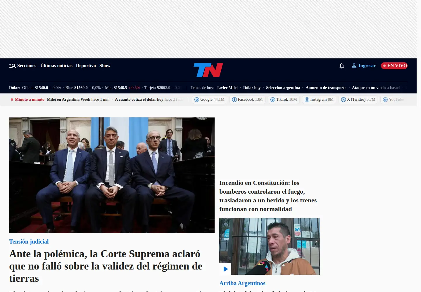 Screenshot of tn.com.ar
