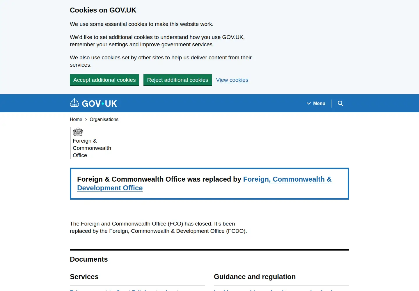 Screenshot of fco.gov.uk