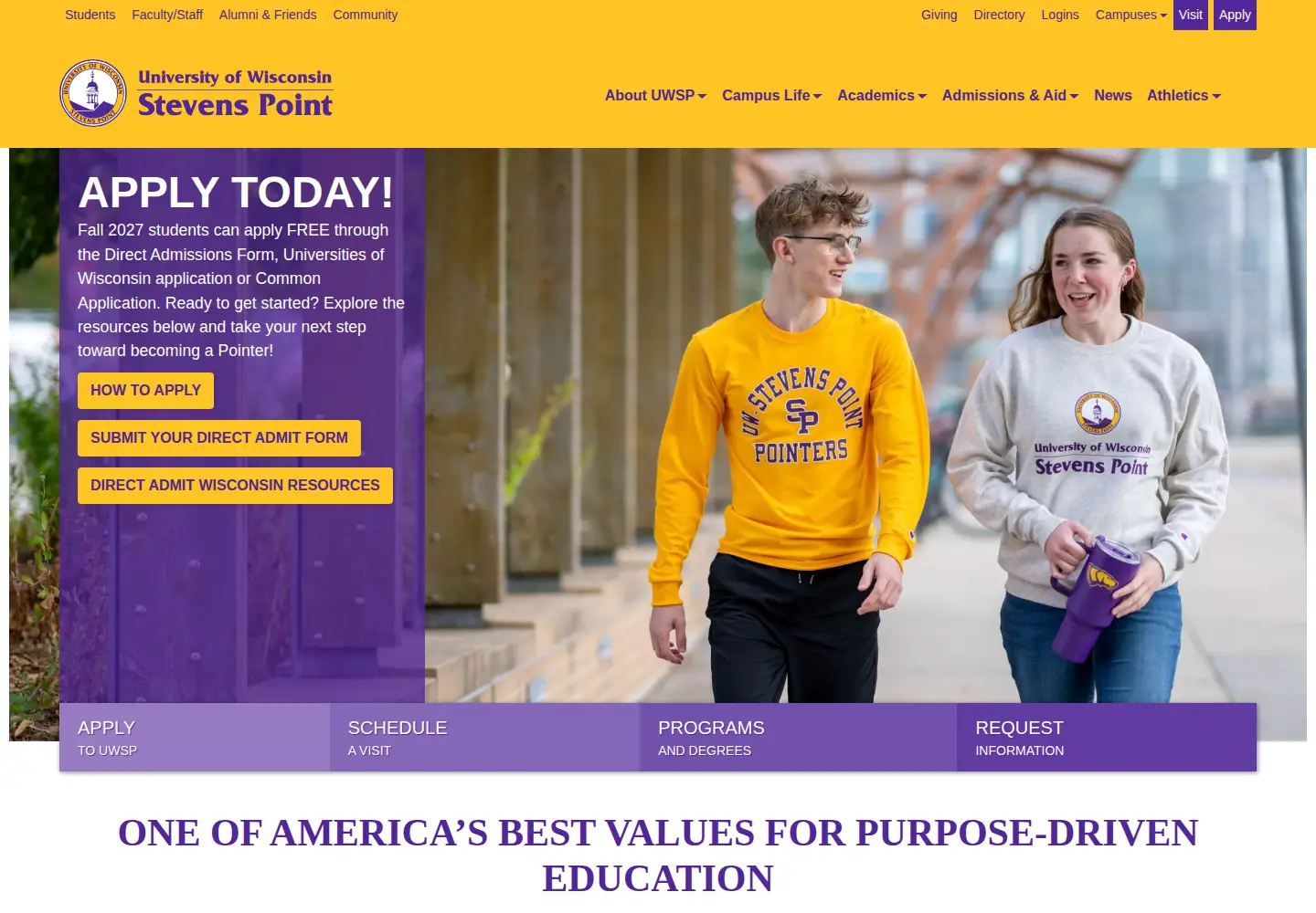 Screenshot of uwsp.edu