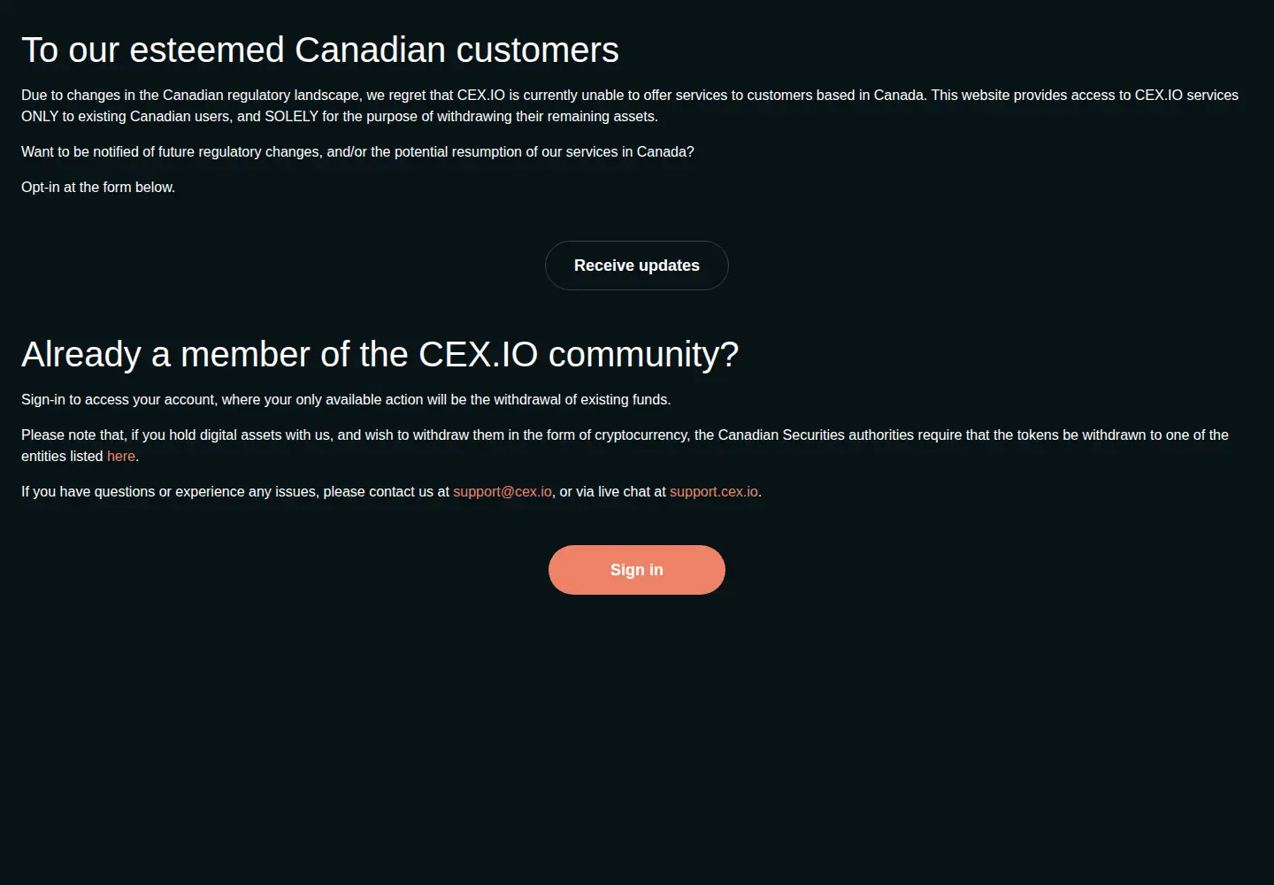 Screenshot of cex.io