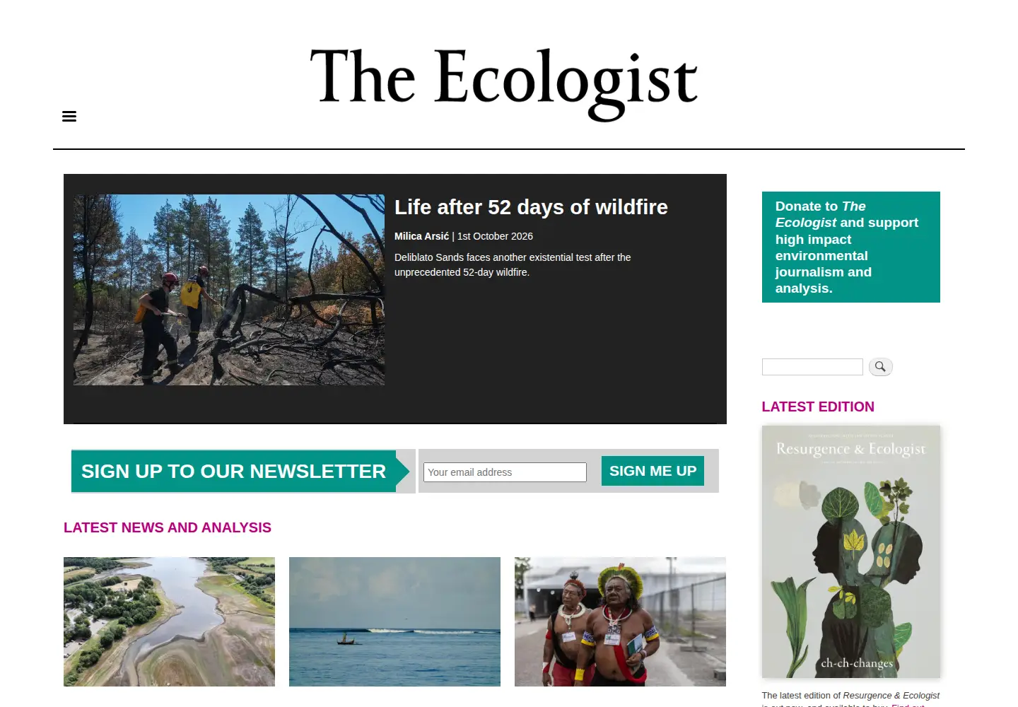 Screenshot of theecologist.org