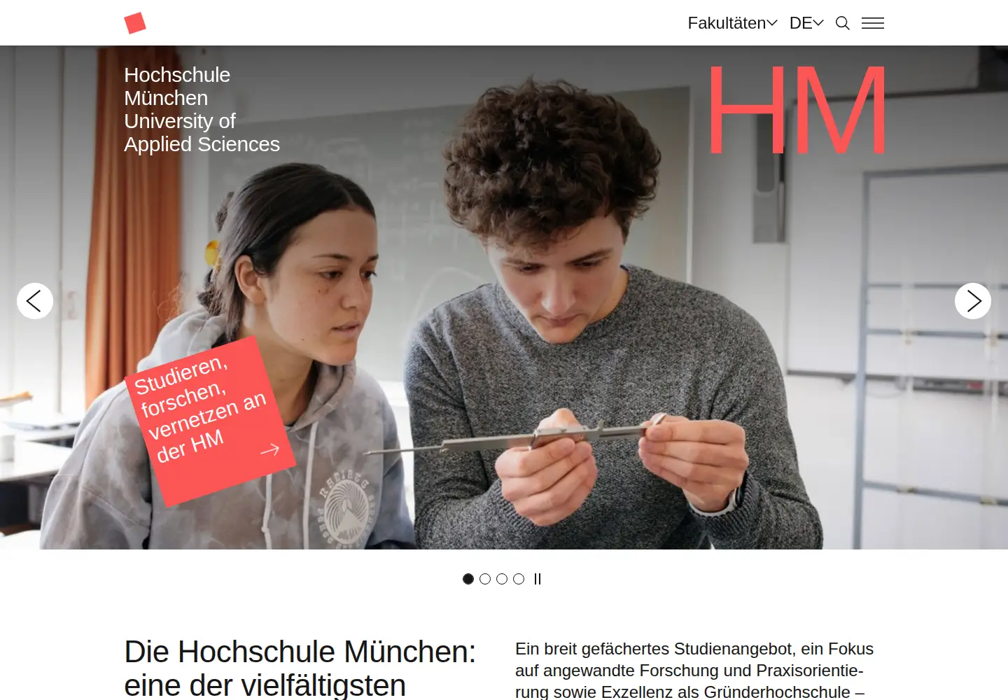 Screenshot of hm.edu