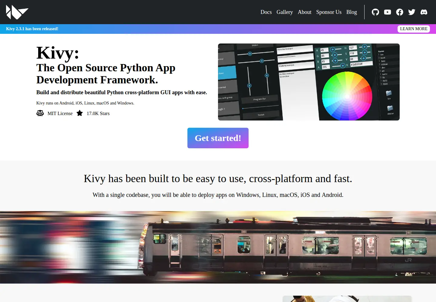 Screenshot of kivy.org