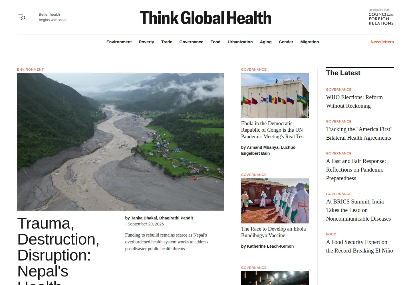 Screenshot of thinkglobalhealth.org