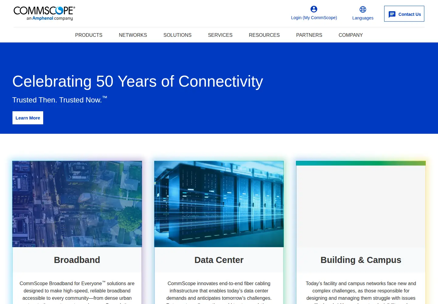 Screenshot of commscope.com