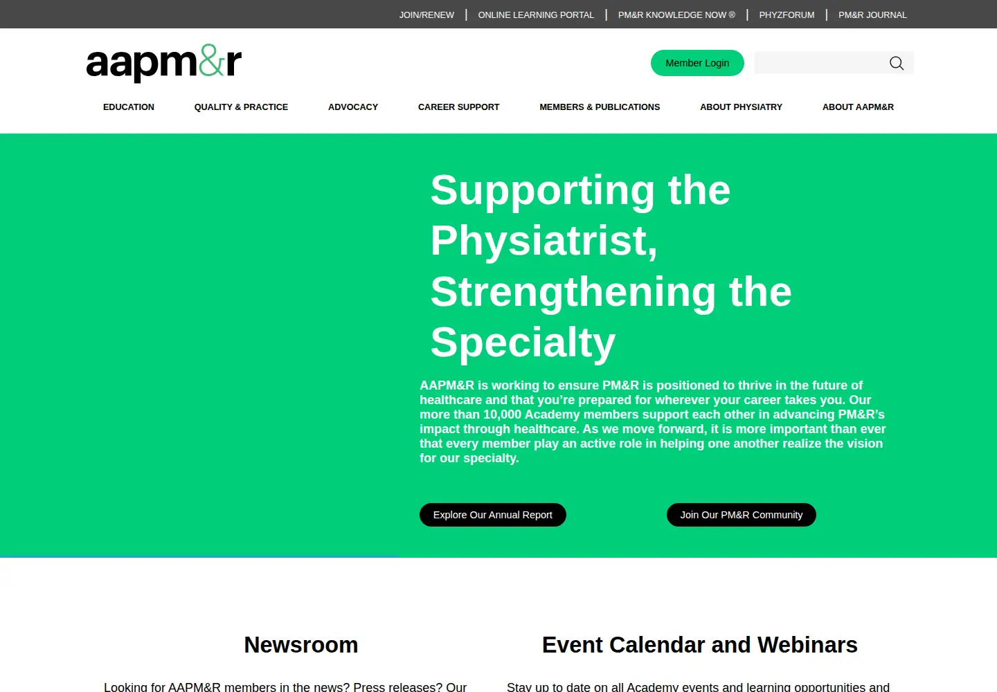 Screenshot of aapmr.org