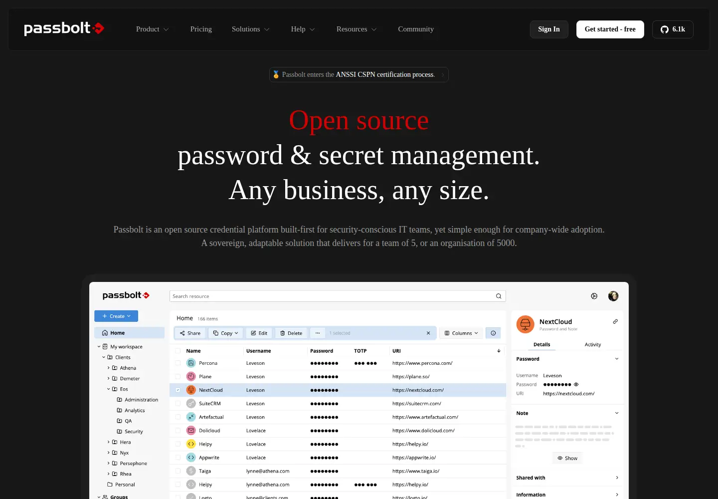 Screenshot of passbolt.com